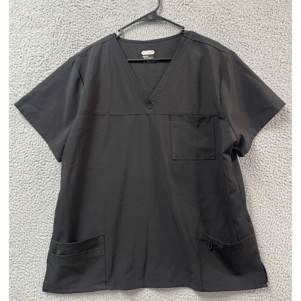 Scrubaid Top Womens  2XL Black Stretch V-Neck Scrub